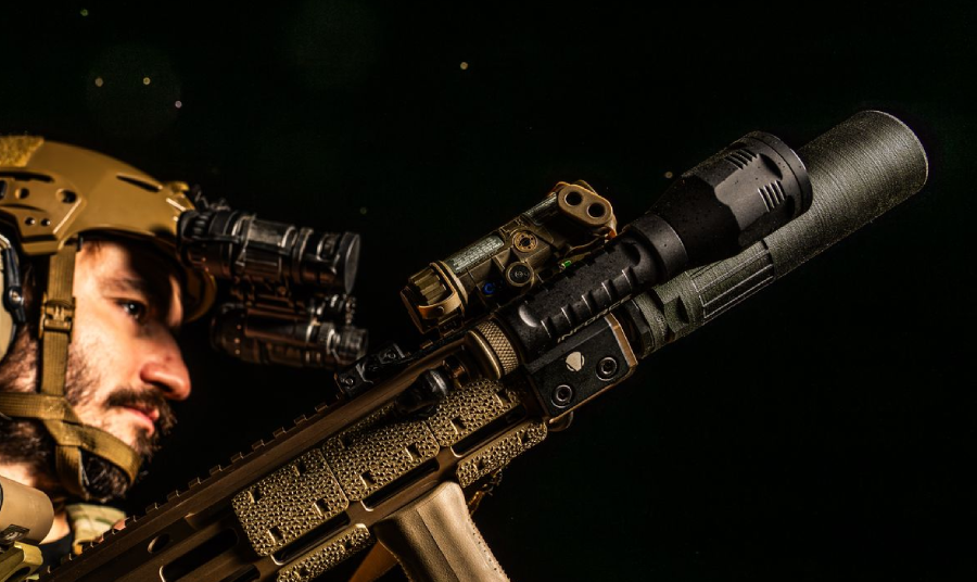 INFORCE ARC modular weapon light fitted to a rifle in a dark setting
